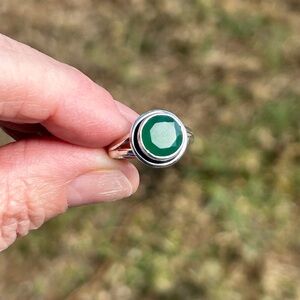 925 Sterling Silver Green Onyx Ring